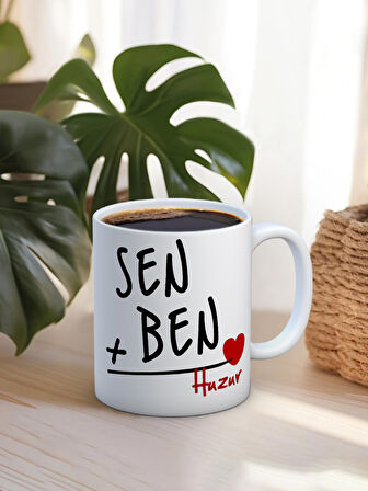 Baskılı Kupa Bardak Seramik Mug - Sen Ben Huzur