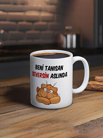 Baskılı Kupa Bardak Seramik Mug - Tanısan Seversin