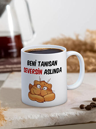 Baskılı Kupa Bardak Seramik Mug - Tanısan Seversin