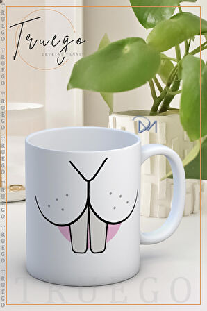 Baskılı Kupa Bardak Seramik Mug - Tavşan Diş