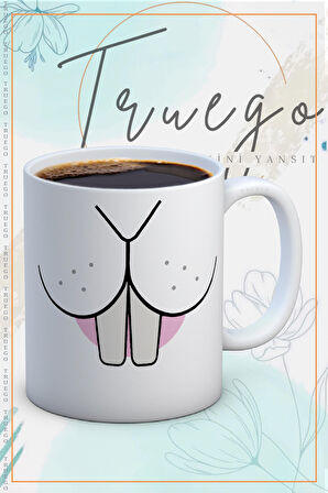 Baskılı Kupa Bardak Seramik Mug - Tavşan Diş