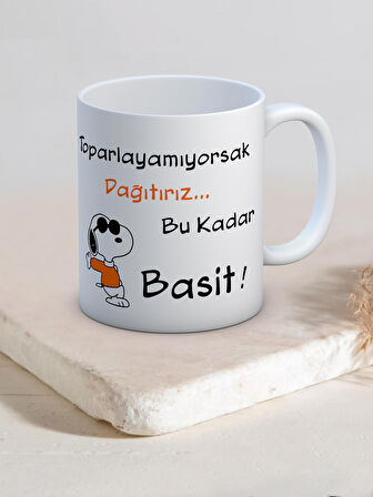 Baskılı Kupa Bardak Seramik Mug - Basit..