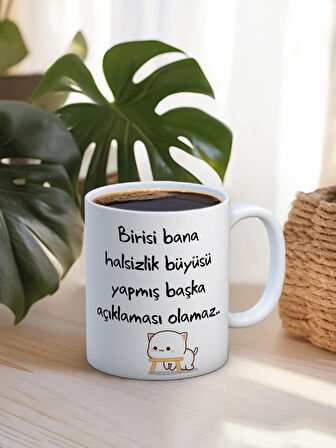 Baskılı Kupa Bardak Seramik Mug - Halsizlik Büyüsü Yapmış