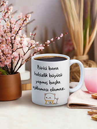 Baskılı Kupa Bardak Seramik Mug - Halsizlik Büyüsü Yapmış