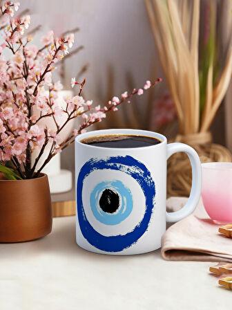 Baskılı Kupa Bardak Seramik Mug - Fırça Nazar