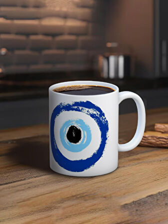 Baskılı Kupa Bardak Seramik Mug - Fırça Nazar