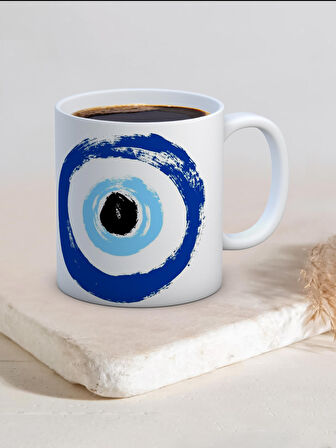 Baskılı Kupa Bardak Seramik Mug - Fırça Nazar