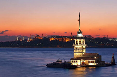 İstanbul Manzara Baskılı Porselen Türk Kahvesi Fincanı