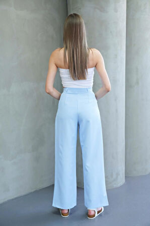 Kadın Bebe Mavi Yüksek Bel Palazzo Pantolon