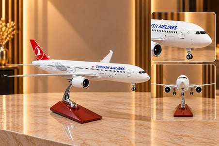 Model Uçak Masaüstü Dekor Metal Turkısh Aırlınes Yolcu Uçağı Maketi Standlı Dekoratif