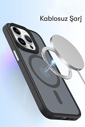 Mkorayavm Apple iPhone 13 Pro Max Uyumlu Magsafe Şarj Özellikli Lens Korumalı Kapak