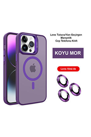 Mkorayavm Joko iPhone 15 Pro Flet Lens Korumalı Deri Görünümlü Magsafe Kapak