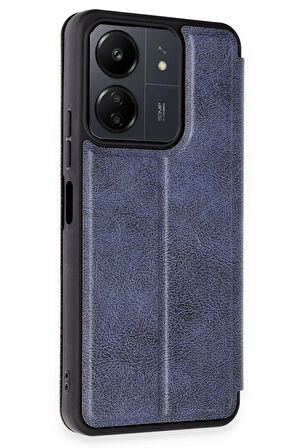 Mkorayavm Xiaomi Poco C65 Stand Olabilen İç Kısmı Kadife Deri Yüzeyli Kapaklı Kılıf