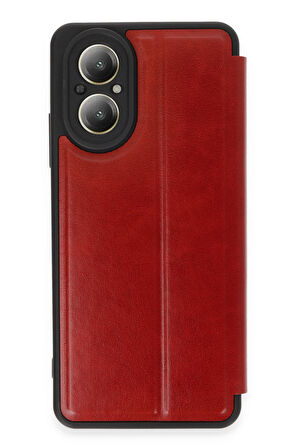Mkorayavm Realme 12 Lite Stand Olabilen İç Kısmı Kadife Deri Yüzeyli Kapaklı Kılıf