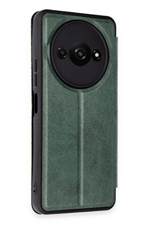 Mkorayavm Xiaomi Redmi A3 4G Stand Olabilen İç Kısmı Kadife Deri Yüzeyli Kapaklı Kılıf