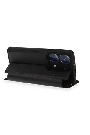Mkorayavm Xiaomi Redmi Note 13 Pro 4G Stand Olabilen İç Kısmı Kadife Deri Yüzeyli Kapaklı Kılıf