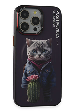 Mkorayavm iPhone 15 Pro Max Kamera Lens ve Tuşları Metal Tasarımlı Resimli Fun Magsafe Kapak
