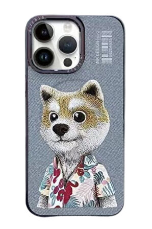 Mkorayavm iPhone 15 Pro Kamera Lens ve Tuşları Metal Tasarımlı Resimli Fun Magsafe Kapak