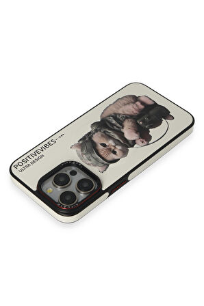 Mkorayavm iPhone 14 Pro Max Kamera Lens ve Tuşları Metal Tasarımlı Resimli Fun Magsafe Kapak