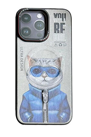 Mkorayavm iPhone 14 Pro Max Kamera Lens ve Tuşları Metal Tasarımlı Resimli Fun Magsafe Kapak
