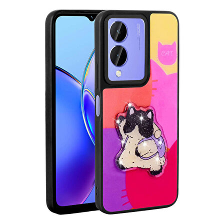Mkorayavm ViVo Y17s TPU Malzemeli Kabartmalı İkonik Figürlü  Silikon Kapak