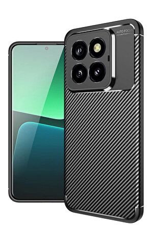 Mkorayavm Xiaomi Mi 14 Pro Karbon Fiber Tasarım Auto Focus Silikon Kılıf