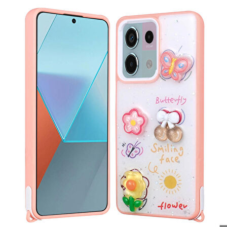 Mkorayavm Xiaomi Redmi Note 13 Pro 5G Parlayan Sıvılı Simli Kabartma Figürlü Kılıf