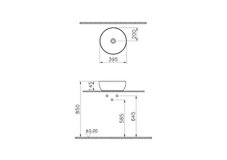 VitrA Outline 5992B403-0016 Yuvarlak Lavabo, VitrA Clean, 40 cm, Beyaz