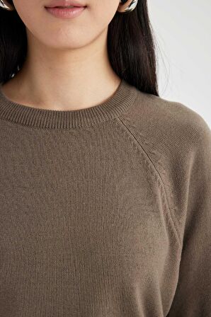 DeFacto Regular Fit Bisiklet Yaka Basic Kazak I6913AZ24WNKH487