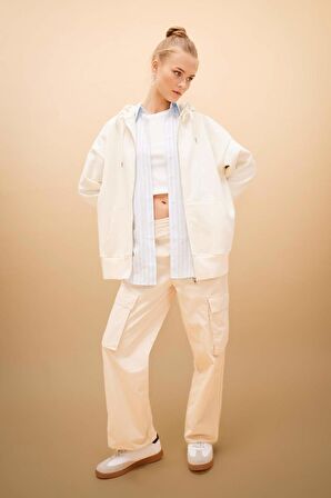 DeFacto Gabardin Pantolon Straight Fit Standart Boy Yüksek Bel Kargo Cepli B0625AX24SPBG359