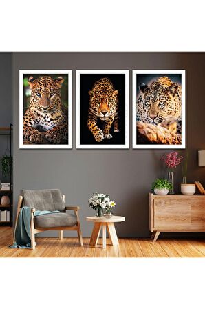 Beyaz Ahşap Çerçeveli Altın Çiçek Tablo