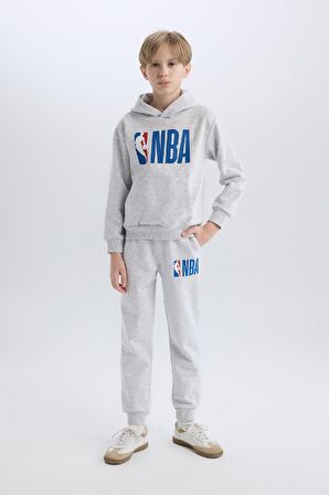 DeFacto Erkek Çocuk NBA Wordmark Gri Beli Paçası Lastikli Cepli Jogger Eşofman Altı D4259A824WNGR400