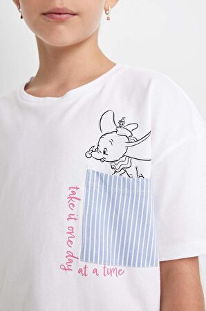 DeFacto Kız Çocuk Disney Dumbo Pijama Takımı Kısa Kollu Üst Şort C8518A824SMWT34