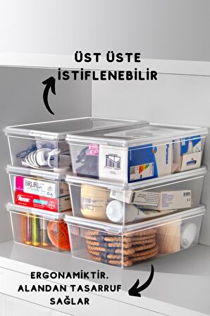 5 Adet Kendinden Kapaklı Saklama Kabı 2 Lt