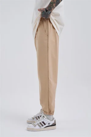 Oversize Basic Bel Paça Lastikli 3 Cepli Jogger Eşofman Altı Bej