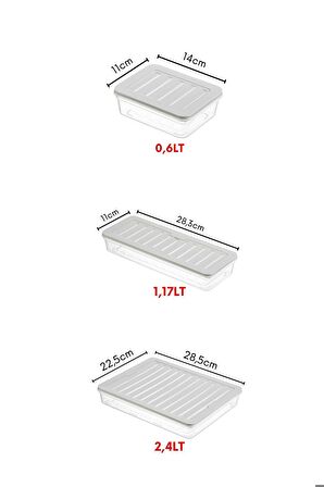 NY HOME 7'li Set Freshbox Mikrodalga Ve Difrize Uygun Saklama Kabı Gri