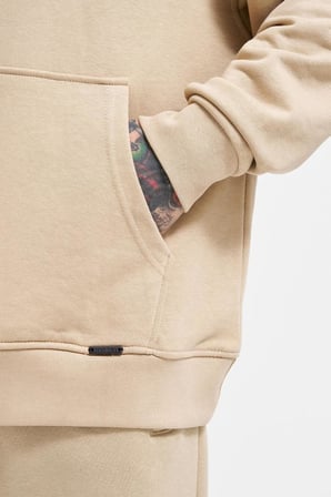 Erkek Regular Basic Kapüşonlu Sweatshirt Bej