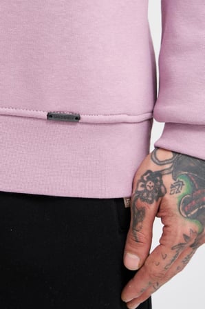 Erkek Regular Bisiklet Yaka Basic Sweatshirt Kirli Pembe
