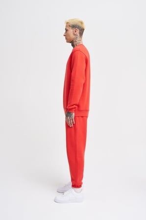 Erkek Regular Bisiklet Yaka Basic Sweatshirt Açık Kırmızı