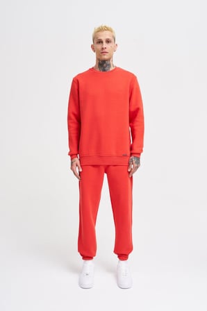 Erkek Regular Bisiklet Yaka Basic Sweatshirt Açık Kırmızı