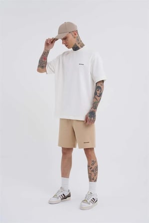 Erkek Basic Relaxed Şort Bej