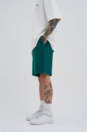 Erkek Basic Oversize Şort Yağ Yeşili