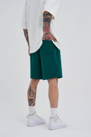 Erkek Basic Oversize Şort Yağ Yeşili