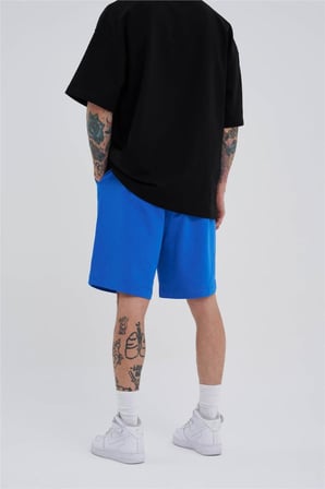 Erkek Basic Oversize Şort Açık Mavi