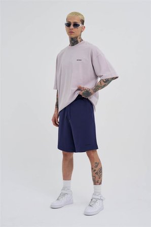 Erkek Basic Oversize Şort Gece Mavisi