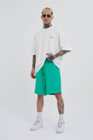 Erkek Basic Oversize Şort Elektrik Yeşili