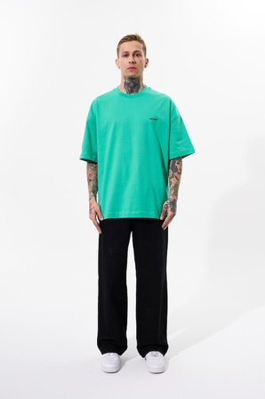 Erkek Basic Pamuklu Oversize Tişört Elektrik Yeşili