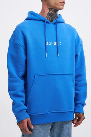 Erkek Good And Evil Baskılı Oversize Sweatshirt Saks Mavi