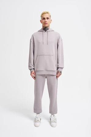 Erkek Kapüşonlu Oversize Sweatshirt Açık Gri