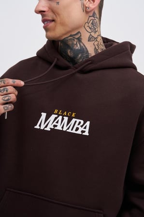 Erkek Black Mamba Baskılı Oversize Sweatshirt Koyu Kahverengi